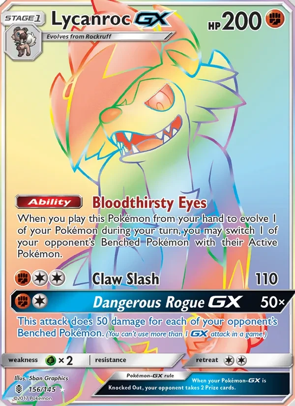 Lycanroc GX 156/145 Guardians Rising Pokémon card