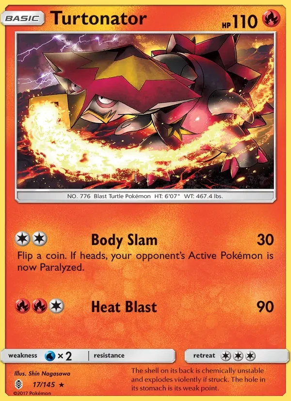 Turtonator 17/145 Guardians Rising Pokémon card