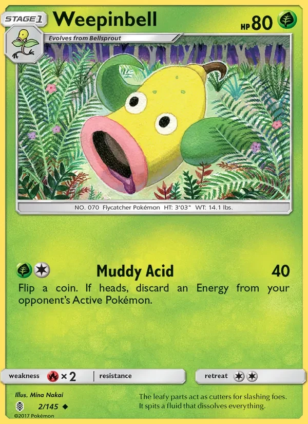 Weepinbell 2/145 Guardians Rising Pokémon card