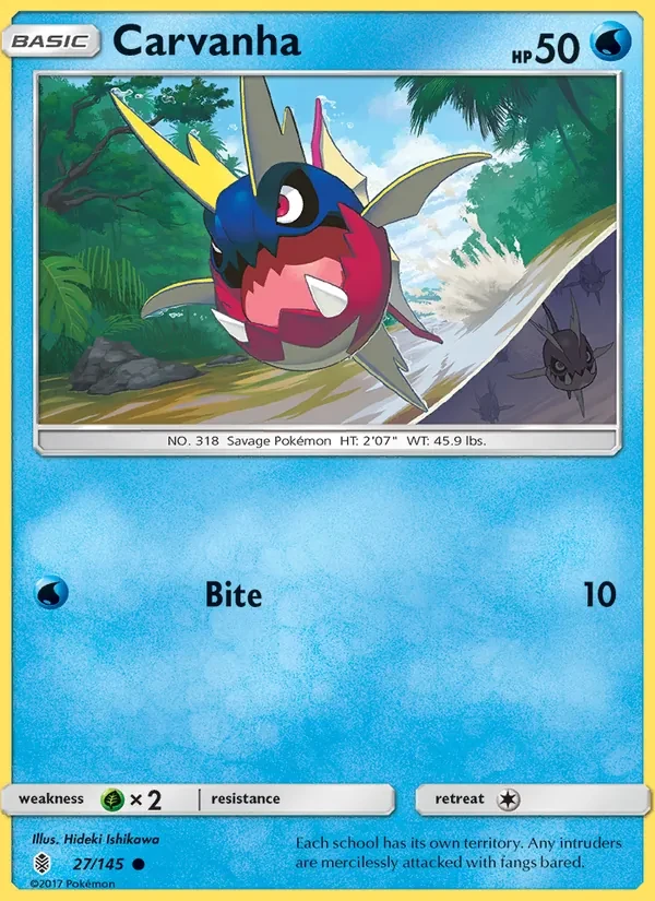 Carvanha 27/145 Guardians Rising Pokémon card