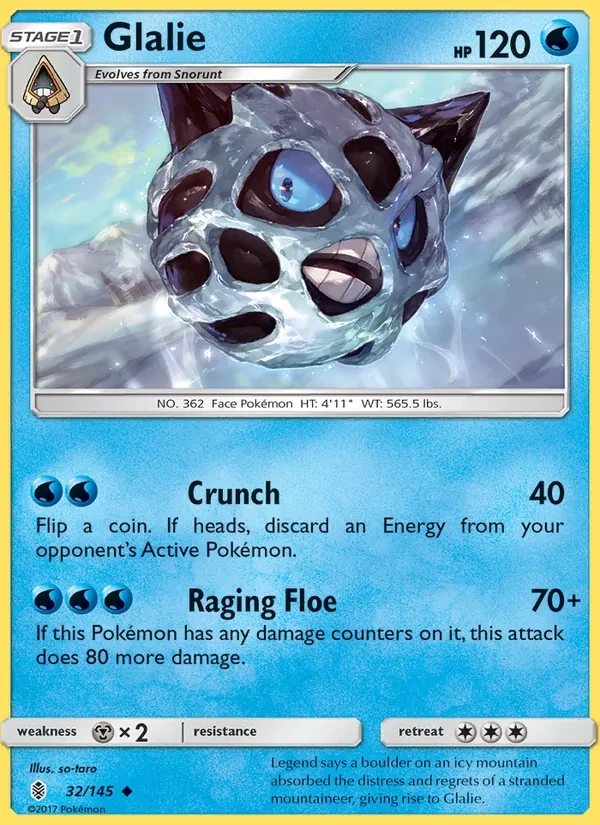 Glalie 32/145 Guardians Rising Pokémon card