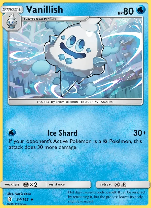 Vanillish 34/145 Guardians Rising Pokémon card