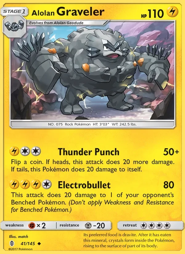 Alolan Graveler 41/145 Guardians Rising Pokémon kaart