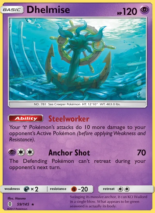 Dhelmise 59/145 Guardians Rising Pokémon card