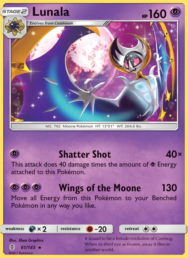 Lunala 61/145 Guardians Rising Pokémon card