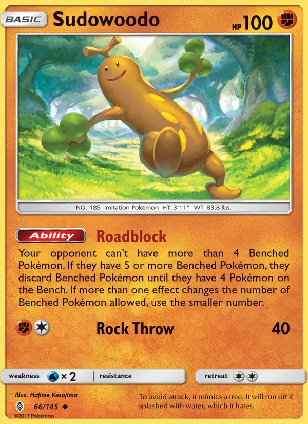 Sudowoodo 66/145 Guardians Rising Pokémon card