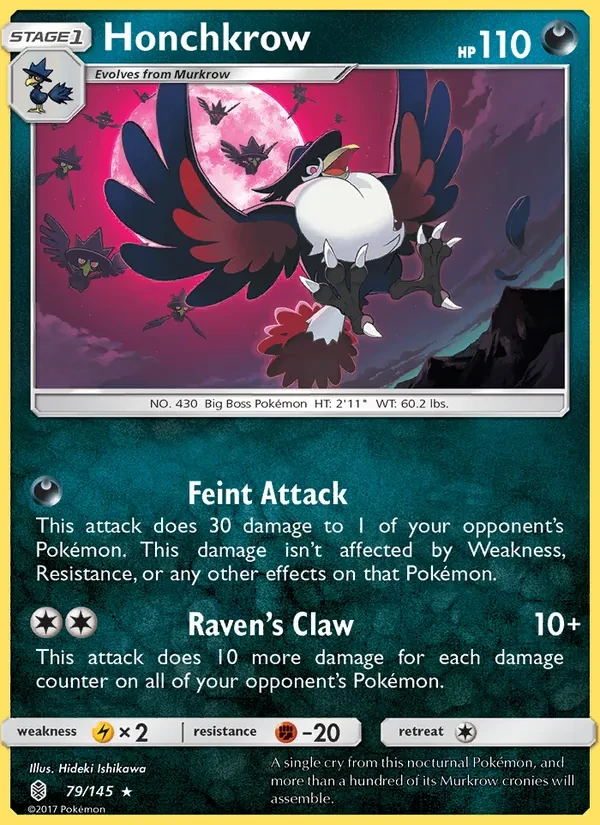 Honchkrow 79/145 Guardians Rising Pokémon card