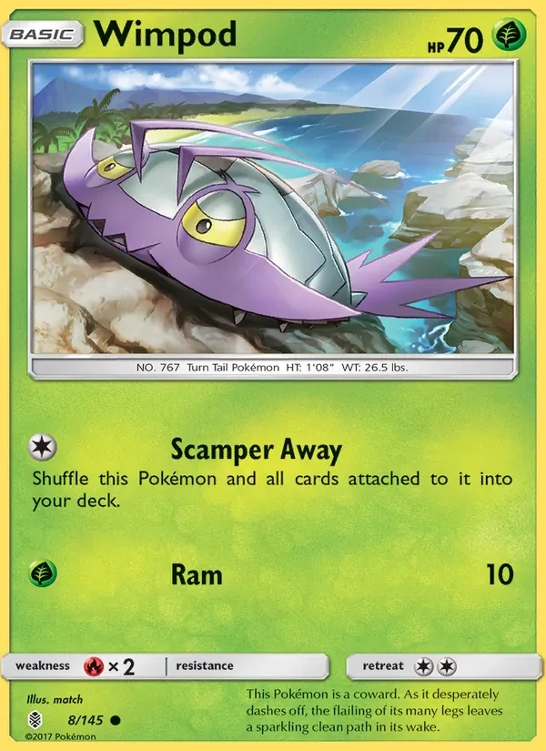 Wimpod 8/145 Guardians Rising Pokémon card