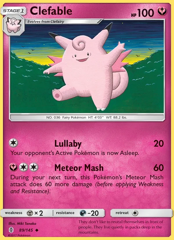 Clefable 89/145 Guardians Rising Pokémon card