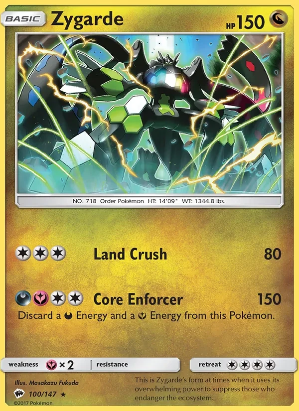 Zygarde 100/147 Burning Shadows Pokémon card