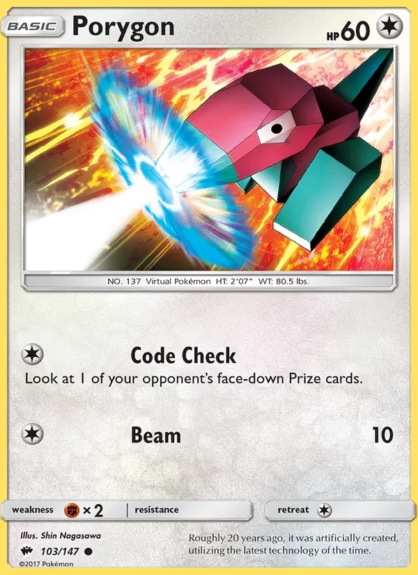 Porygon 103/147 Burning Shadows Pokémon card
