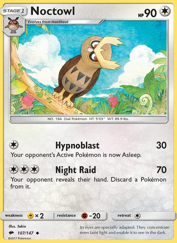Noctowl 107/147 Burning Shadows Pokémon card