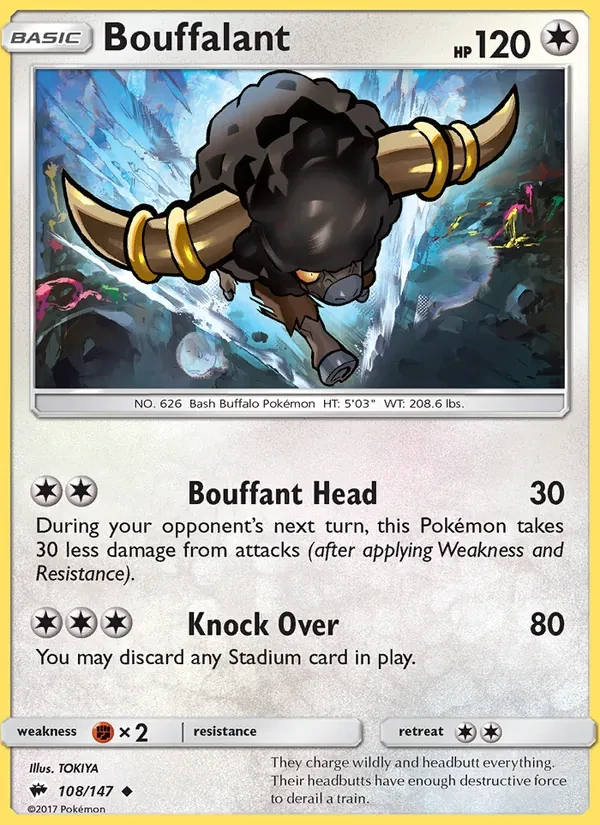 Bouffalant 108/147 Burning Shadows Pokémon card