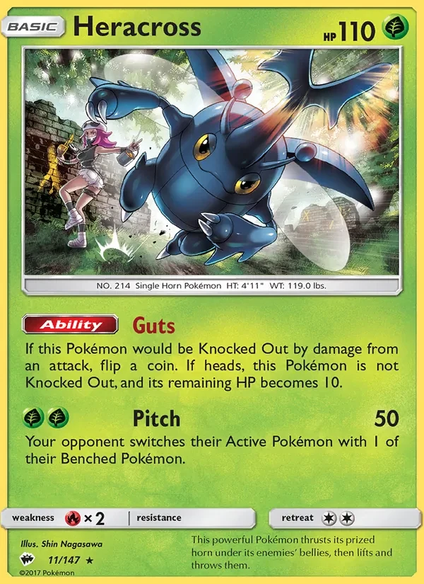 Heracross 11/147 Burning Shadows Pokémon Karte