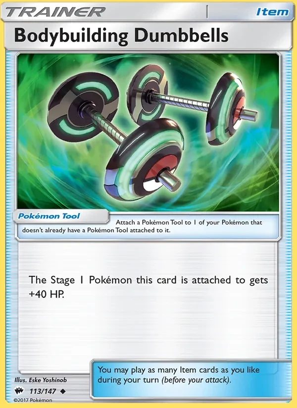 Bodybuilding Dumbbells 113/147 Burning Shadows Pokémon card