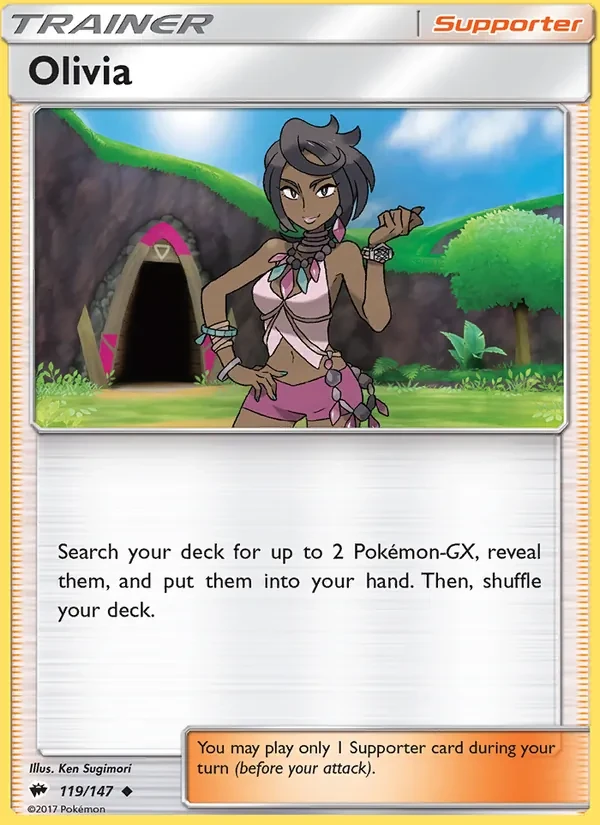 Olivia 119/147 Burning Shadows Pokémon card