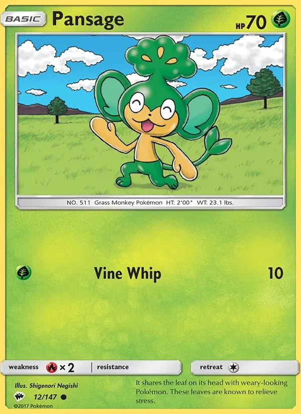 Pansage 12/147 Burning Shadows Pokémon card