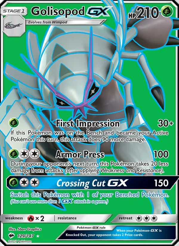 Golisopod GX 129/147 Burning Shadows Pokémon card