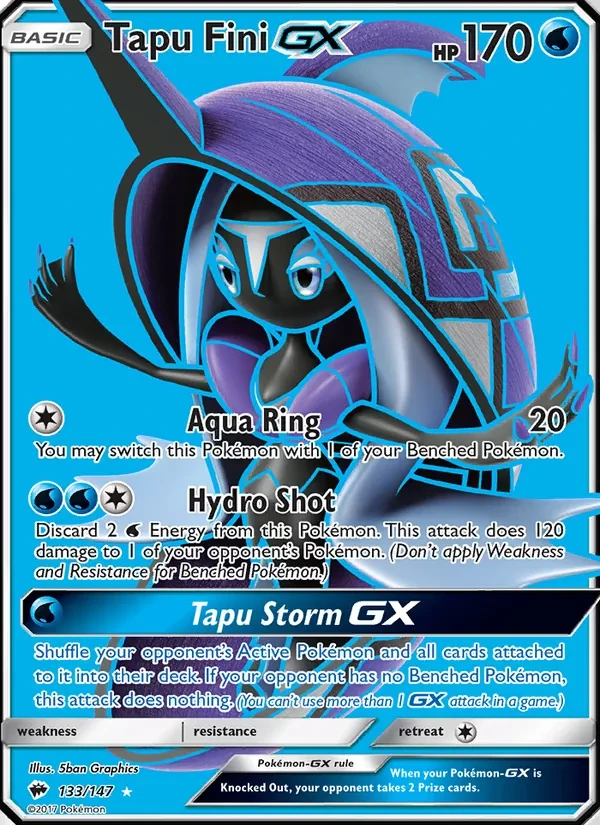 Tapu Fini GX 133/147 Burning Shadows Pokémon card