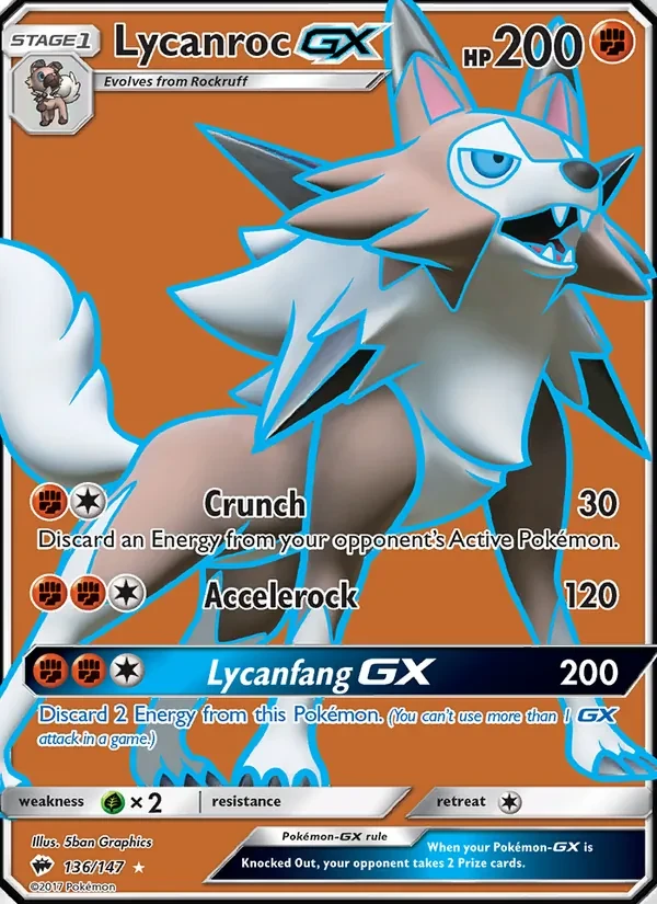 Lycanroc GX 136/147 Burning Shadows Pokémon card