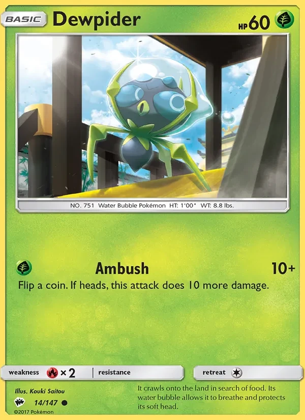 Dewpider 14/147 Burning Shadows Pokémon card