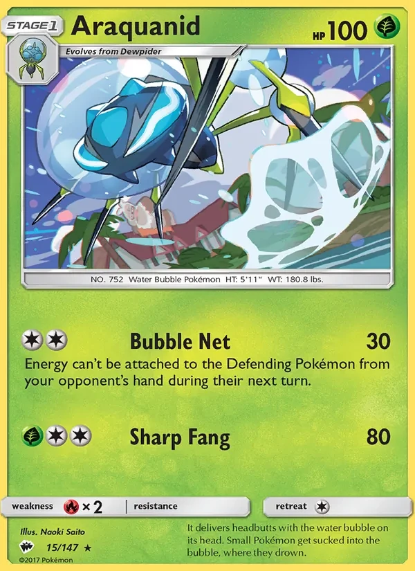 Araquanid 15/147 Burning Shadows Pokémon card