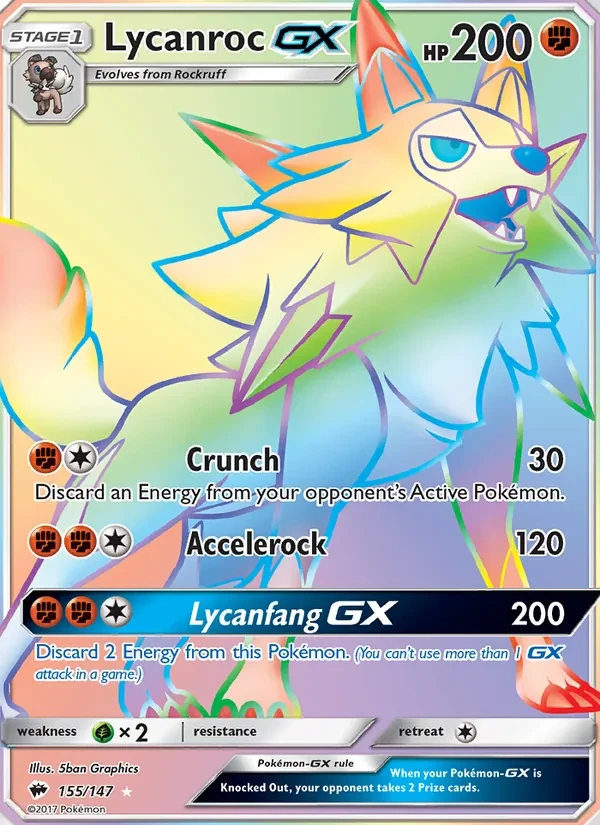Lycanroc GX 155/147 Burning Shadows Pokémon card