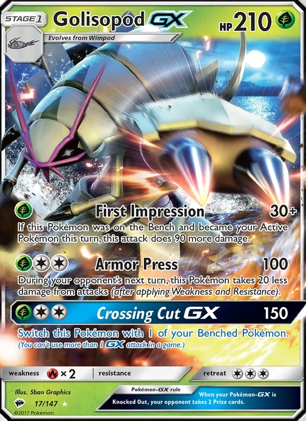Golisopod GX 17/147 Burning Shadows Pokémon card