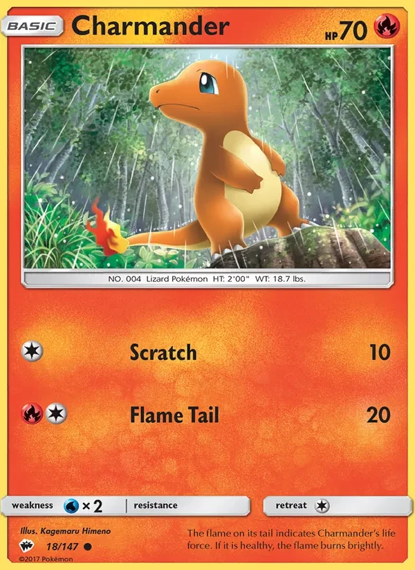 Charmander 18/147 Burning Shadows Pokémon card