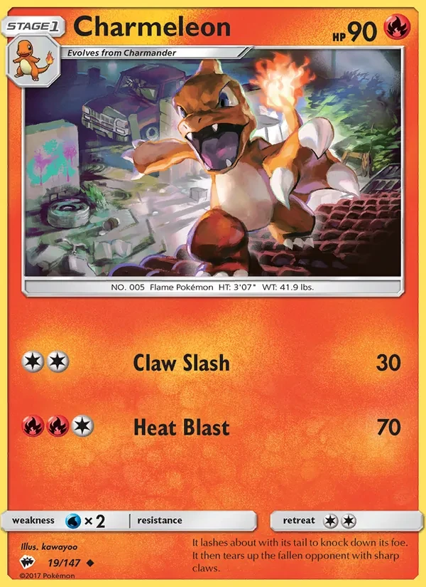 Charmeleon 19/147 Burning Shadows Pokémon card