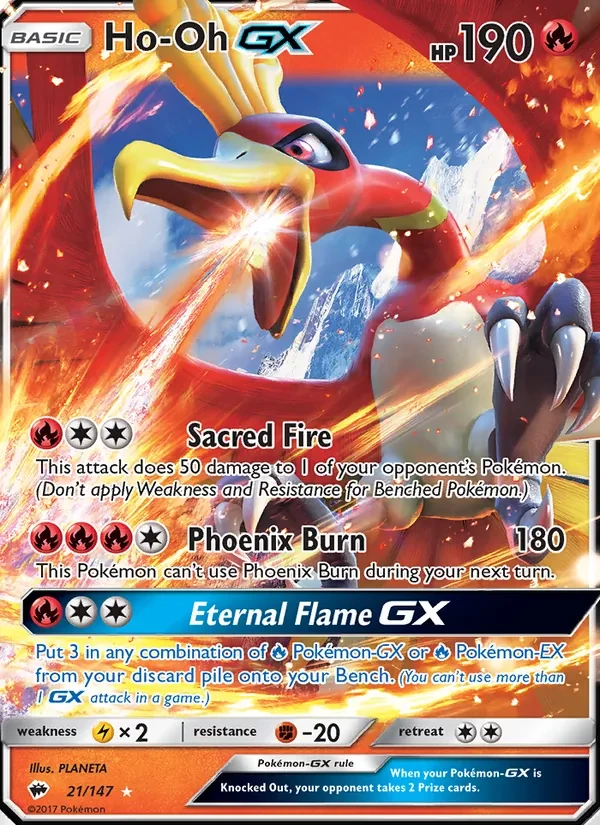 Ho-Oh GX 21/147 Burning Shadows Pokémon card