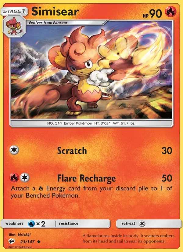 Carte Pokémon Simisear 23/147 Burning Shadows