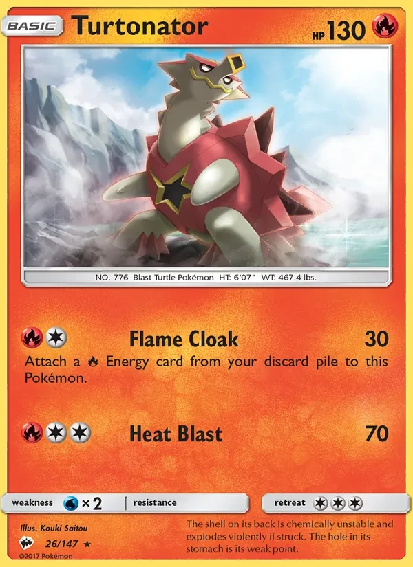 Turtonator 26/147 Burning Shadows Pokémon card
