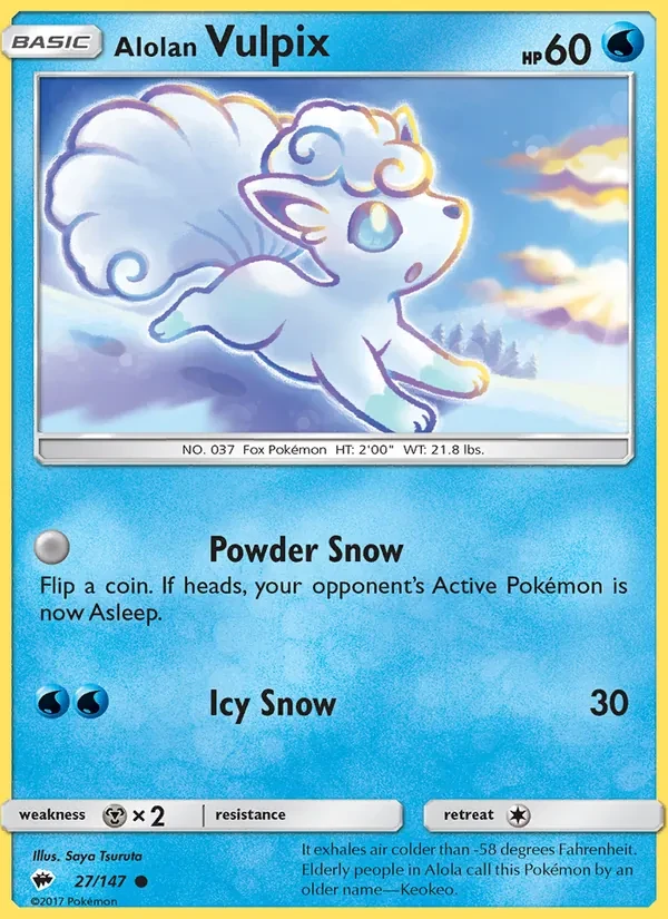 Alolan Vulpix 27/147 Burning Shadows Pokémon card