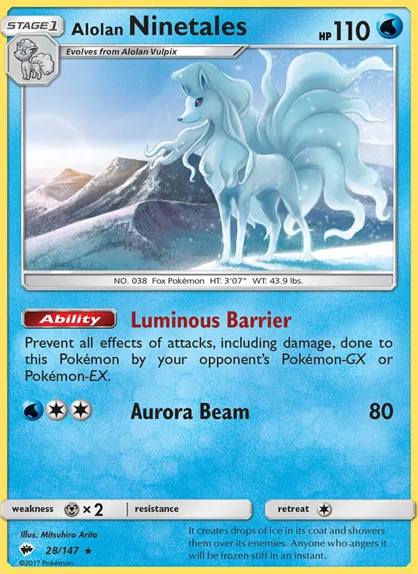 Alolan Ninetales 28/147 Burning Shadows Pokémon card