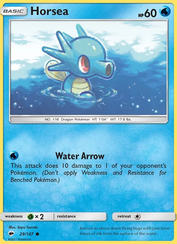Horsea 29/147 Burning Shadows Pokémon card