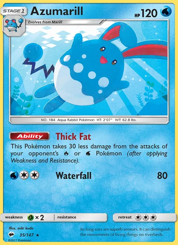 Azumarill 35/147 Burning Shadows Pokémon Karte