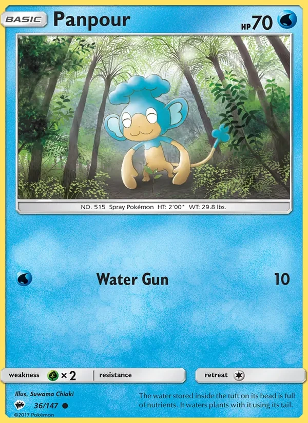 Panpour 36/147 Burning Shadows Pokémon card