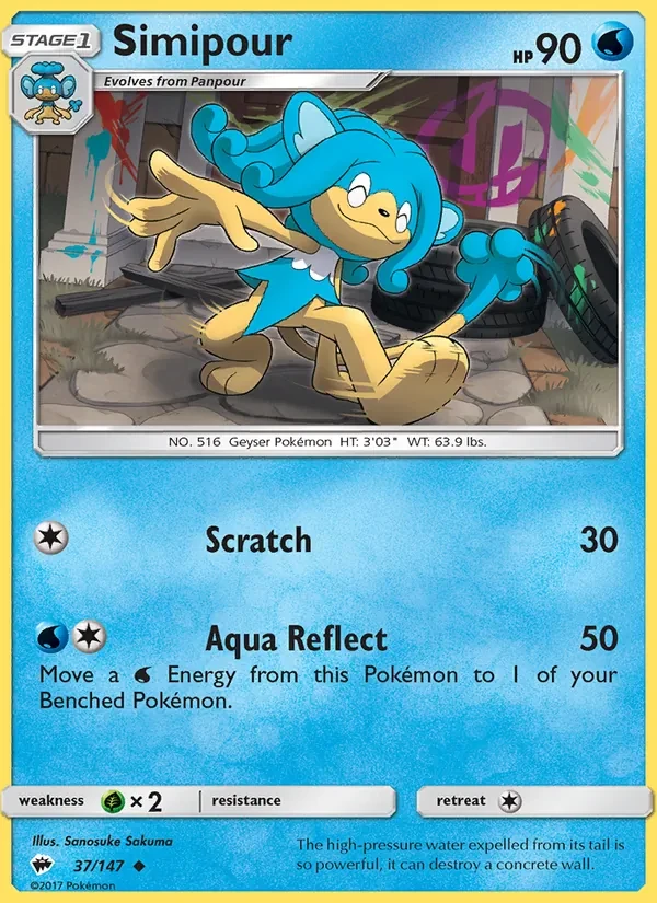 Simipour 37/147 Burning Shadows Pokémon card