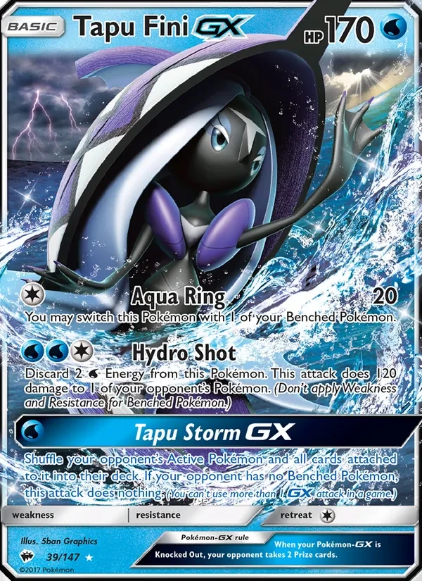 Tapu Fini GX 39/147 Burning Shadows Pokémon Karte