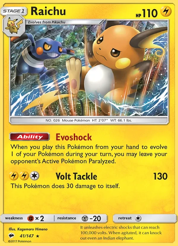 Raichu 41/147 Burning Shadows Pokémon Karte