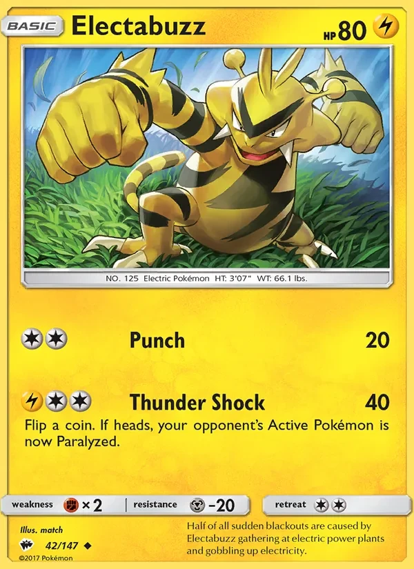 Electabuzz 42/147 Burning Shadows Pokémon Karte