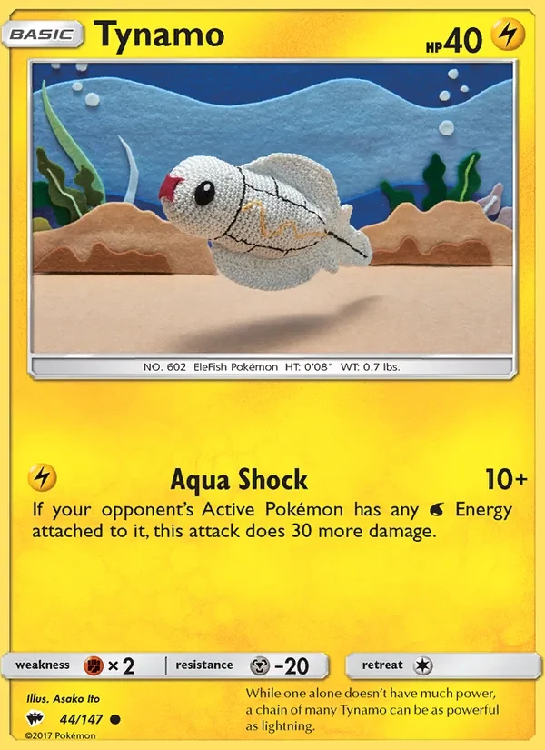 Tynamo 44/147 Burning Shadows Pokémon card