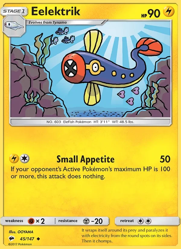 Eelektrik 45/147 Burning Shadows Pokémon card