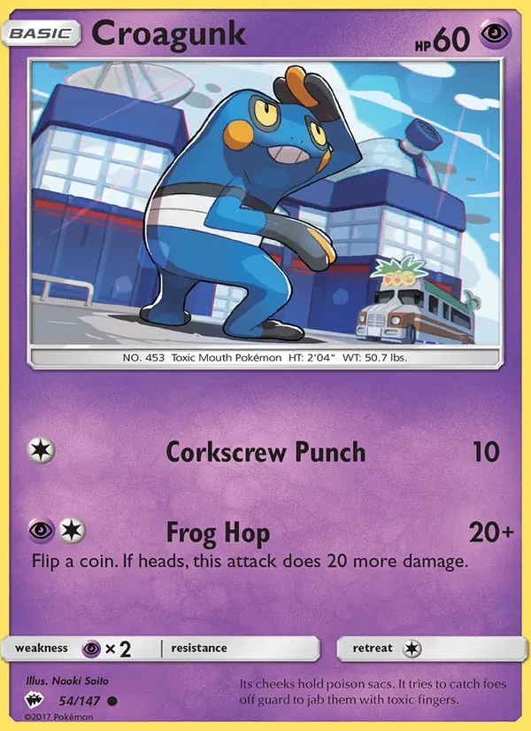 Croagunk 54/147 Burning Shadows Pokémon card