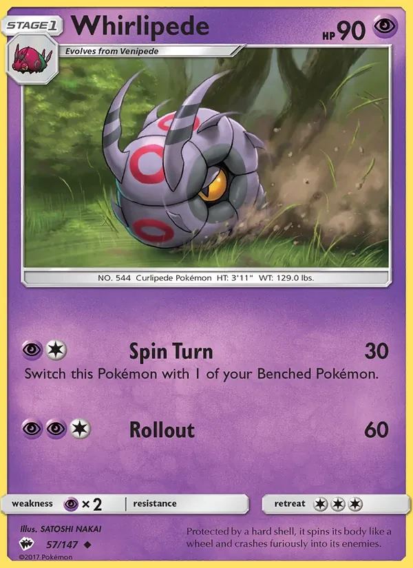 Whirlipede 57/147 Burning Shadows Pokémon card