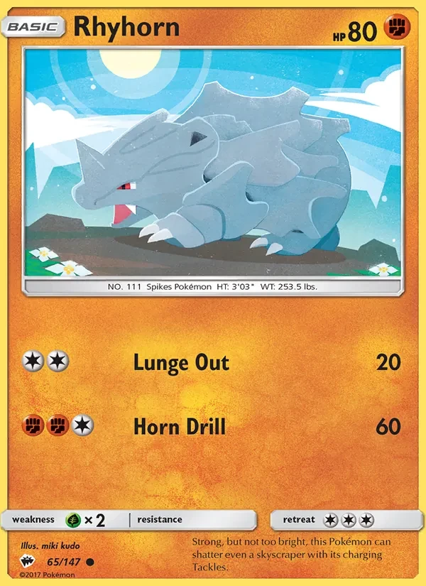 Rhyhorn 65/147 Burning Shadows Pokémon card