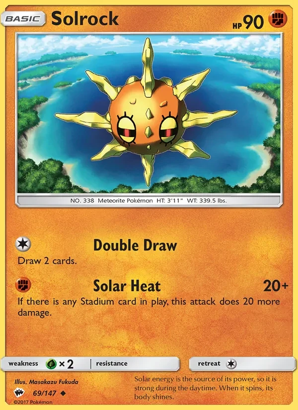 Solrock 69/147 Burning Shadows Pokémon Karte
