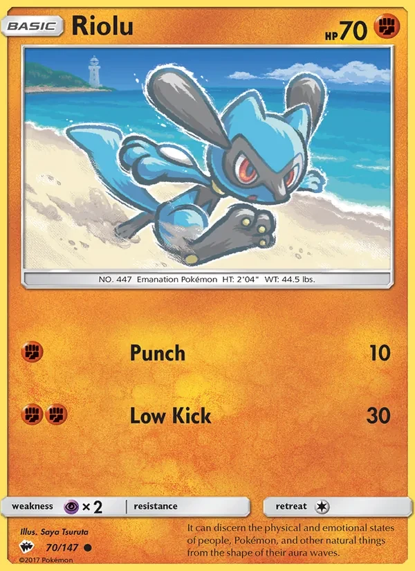 Riolu 70/147 Burning Shadows Pokémon card