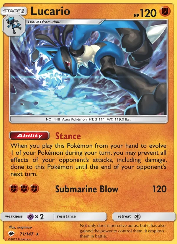 Lucario 71/147 Burning Shadows Pokémon Karte